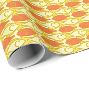 Mitt--Århundrade modern fisk, gult och orange Presentpapper