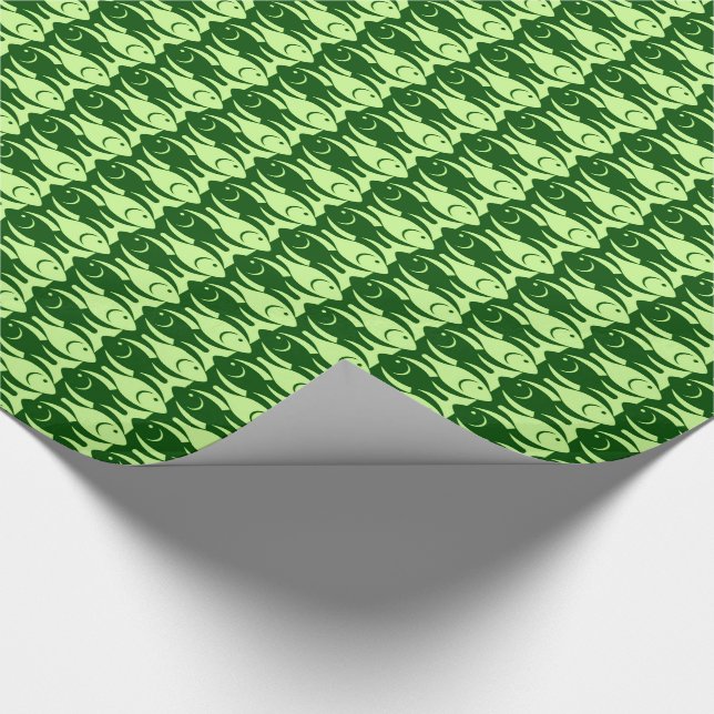 Mitt--Århundrade modern fisk, limefrukt och mörk - Presentpapper (Hörn)