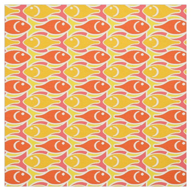 Mitt--Århundrade modern fisk, tangerineorange Tyg (Provkarta)