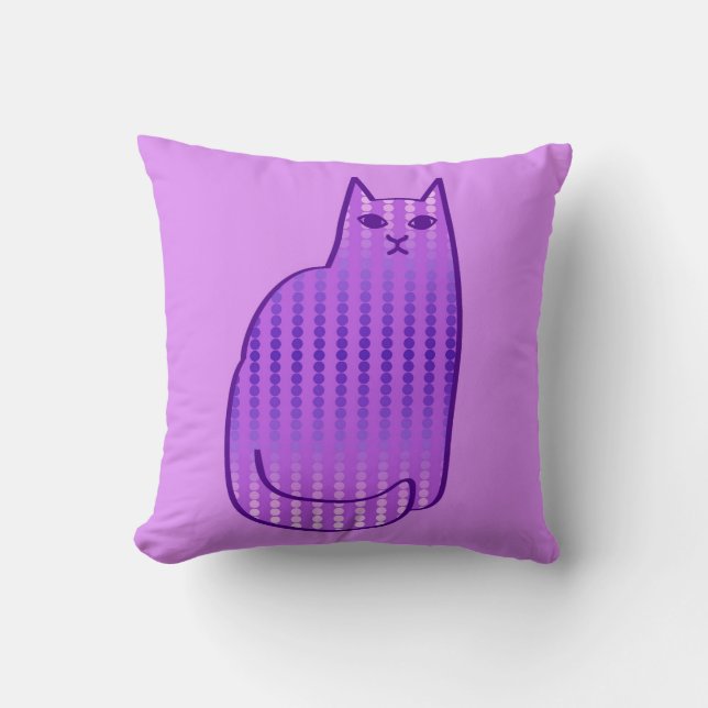Mitt--Århundrade modern katt, Orchid och violetta Kudde (Framsida)