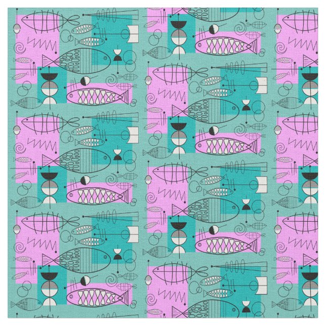 Mitt--Århundrade moderna nyckfulla fiskrosor och Tyg (Närbild)