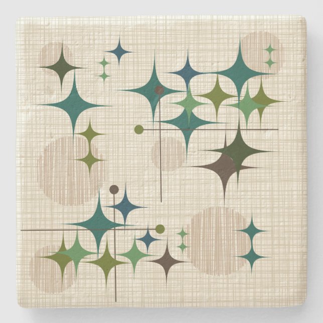 Mitt- århundrade moderna Starbursts och jordklot Stenunderlägg (Framsidan)