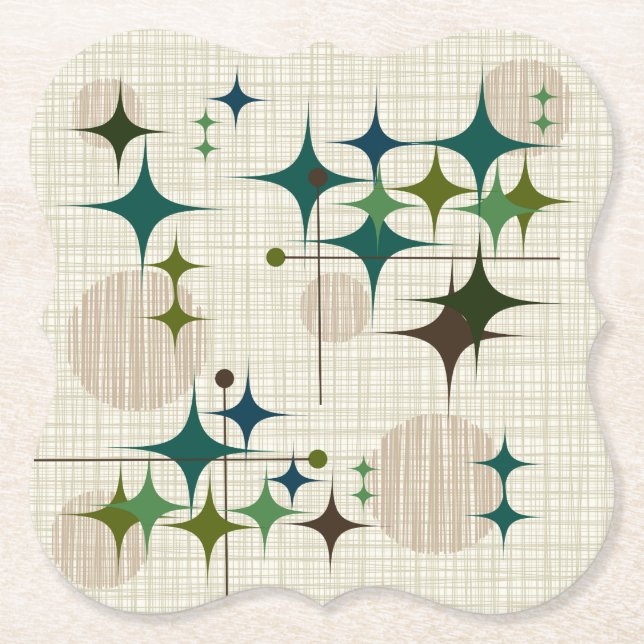 Mitt- århundrade moderna Starbursts och jordklot Underlägg Papper (Framsida)