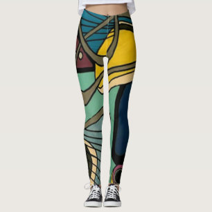 "Mitt--Århundrade modernt abstrakt vatten-" måla Leggings