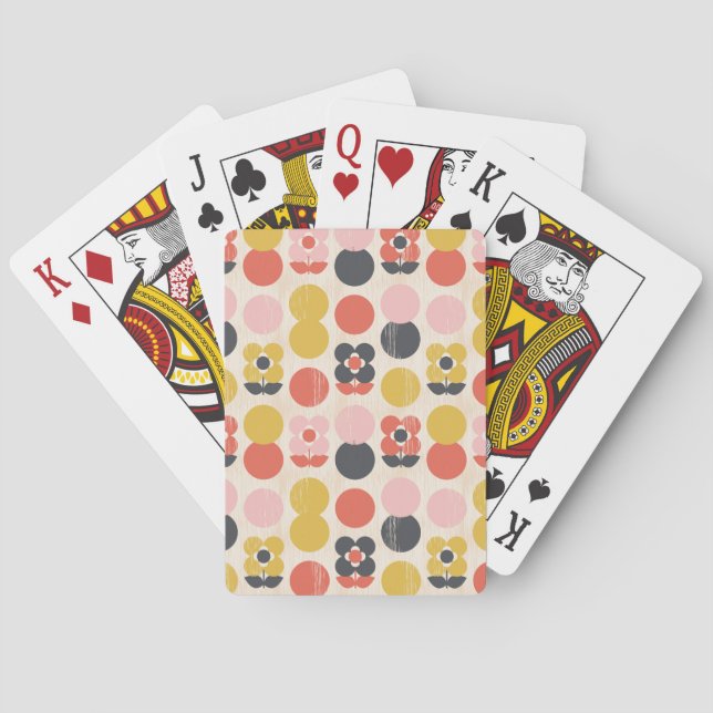 Mitt--Århundrade modernt blommamönster Casinokort (Baksidan)