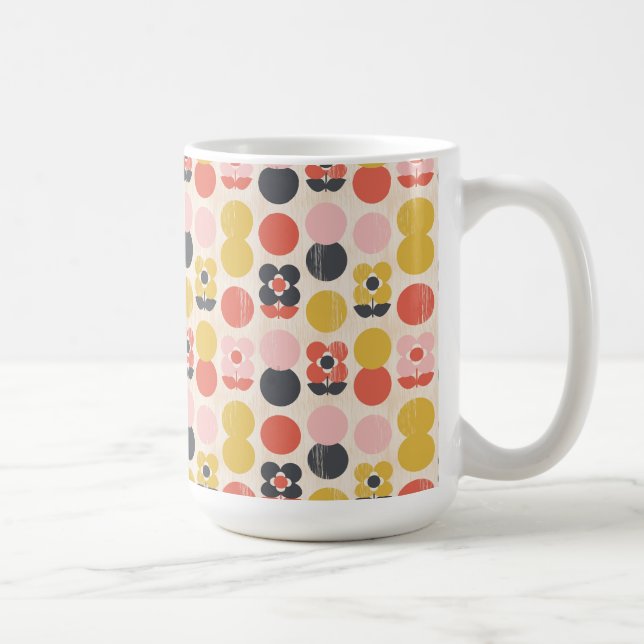 Mitt--Århundrade modernt blommamönster Kaffemugg (Höger)