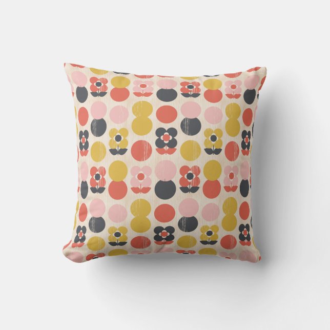 Mitt--Århundrade modernt blommamönster Kudde (Framsida)