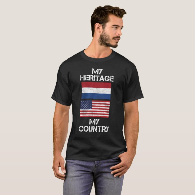 Mitt arv min holländska amerikanT-tröja för land Tee Shirt (Hel framsida)