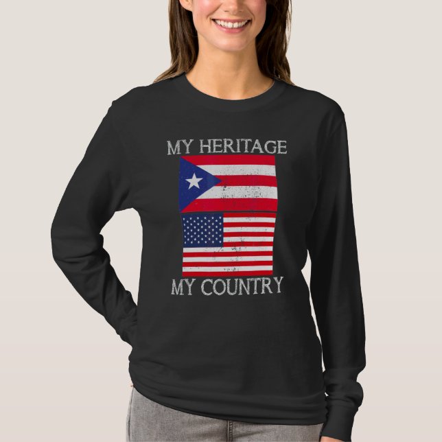 Mitt arv Mitt Land Puerto Rican American Tee (Framsida)