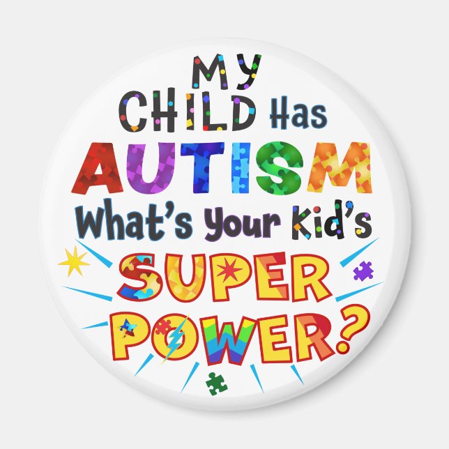 Mitt barn har AUTISM, vilken är din Barn TOPPEN? Magnet (Framsidan)
