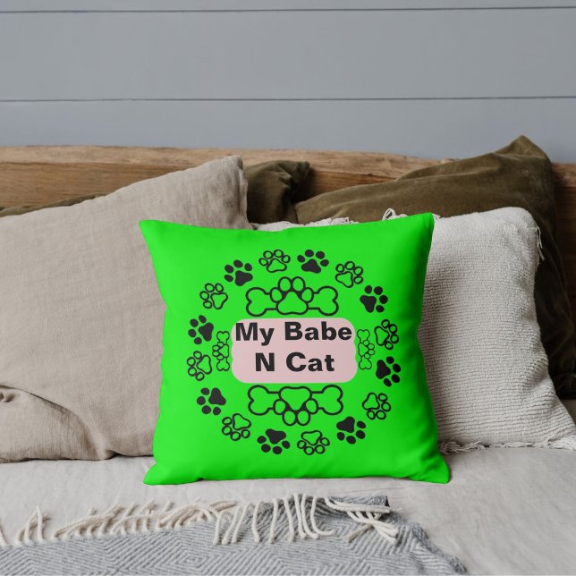 Mitt barn och min katt, nosen Retro Cute Modern Ta Kudde (Skapare uppladdad)