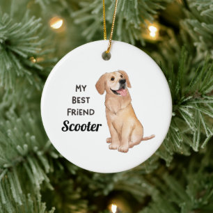 Mitt bästa anpassade vändelsnamn för Golden Retrie Julgransprydnad Keramik
