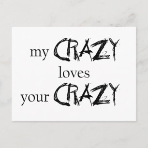 Mitt Crazy kärlek ditt Crazy Postcard-kort Vykort