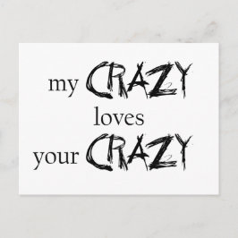 Mitt Crazy kärlek ditt Crazy Postcard-kort Vykort