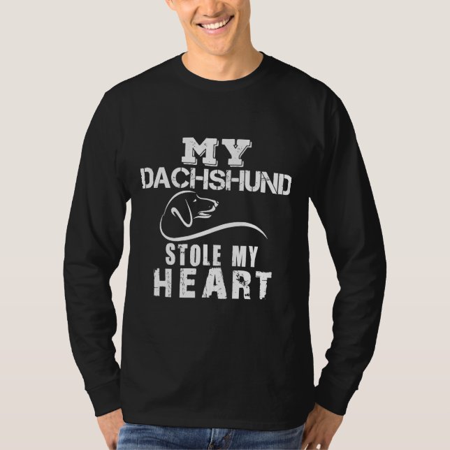 Mitt Dachshund stjäl mitt hjärta T Shirt (Framsida)