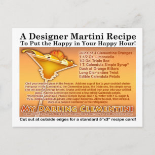 Mitt Darling Clementini Martini Recipe-vykort Vykort