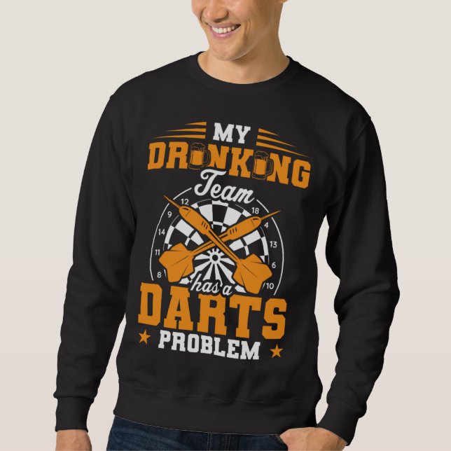 Mitt drickande lag har ett problem med dartspelare lång ärmad tröja (Framsida)