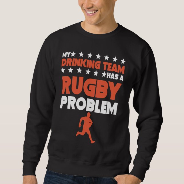 Mitt dryckeslag har ett rugbyproblem  Rugbylag Lång Ärmad Tröja (Framsida)