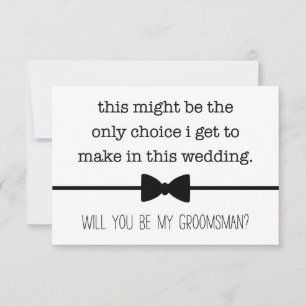 Mitt enda funktionsdugliga Groomsman Frieri kort