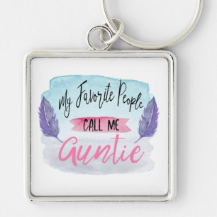 Mitt favorit- folk appell mig Auntie Keychain Fyrkantig Silverfärgad Nyckelring