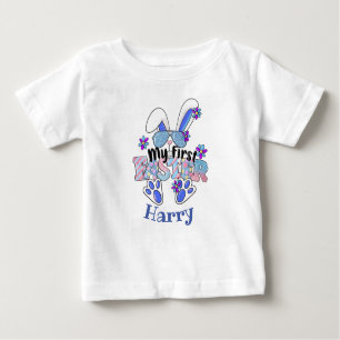 Mitt första anpassade i Påsk Cute Blue Bunny T Shirt