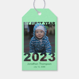 Mitt första år 2023 Modern Baby-fotoGrönt Presentetikett