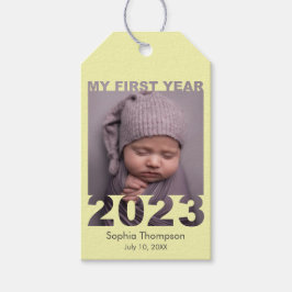 Mitt första år 2023 Modern Baby-fotoGult Presentetikett