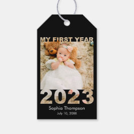 Mitt första år 2023 Modern Baby-fotosvart Presentetikett