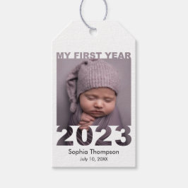 Mitt första år 2023 Modern Baby-fotovit Presentetikett