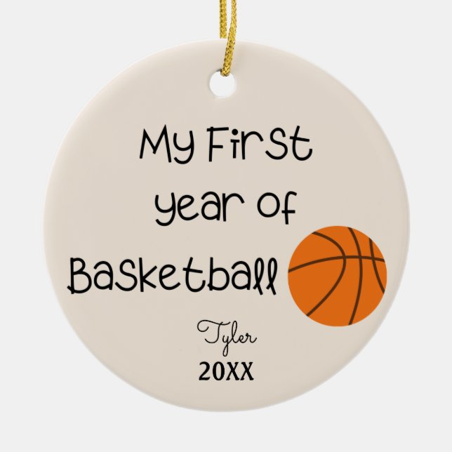 Mitt första år av Basketballornament Julgransprydnad Keramik (Framsidan)