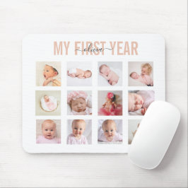 Mitt första år Flicka 12 fotokollage Musmatta