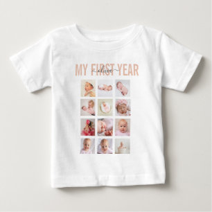 Mitt Första Året Baby Namn 12 Foto Collage T Shirt