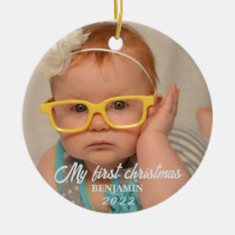 Mitt första christmas baby-foto julgransprydnad keramik