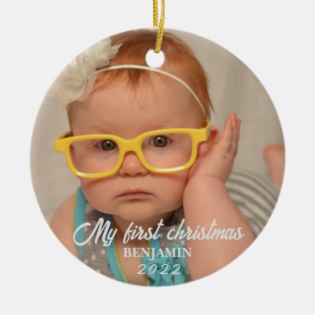 Mitt första christmas baby-foto julgransprydnad keramik (Framsidan)