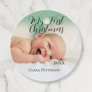 Mitt första foto från jul baby lägger till namn i  gåvor etiketter