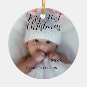 Mitt första foto från jul baby lägger till namn i  julgransprydnad keramik