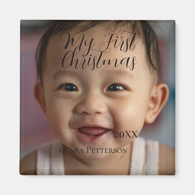 Mitt första foto från jul baby lägger till namn i  magnet (Framsidan)