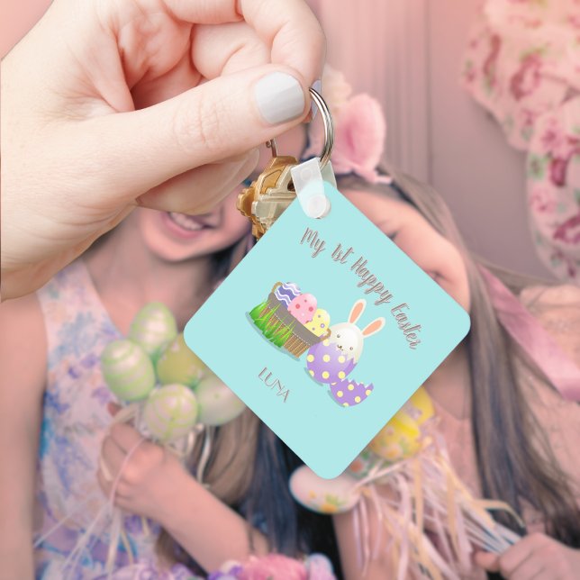 Mitt första Glad påsk-torget Nyckelring (My 1st Happy Easter Square Keychain)