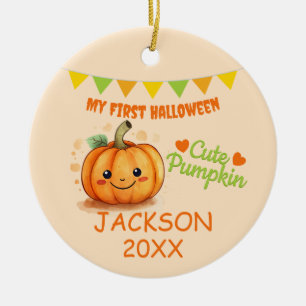 Mitt första Halloween - Anpassadet Cute Pumpkin Julgransprydnad Keramik