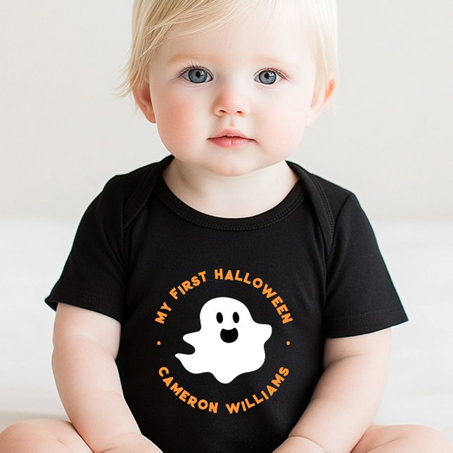 Mitt första Halloween-söta tecknad lycklig-spöke T Shirt (My first Halloween cute happy cartoon ghost Baby Bodysuit)