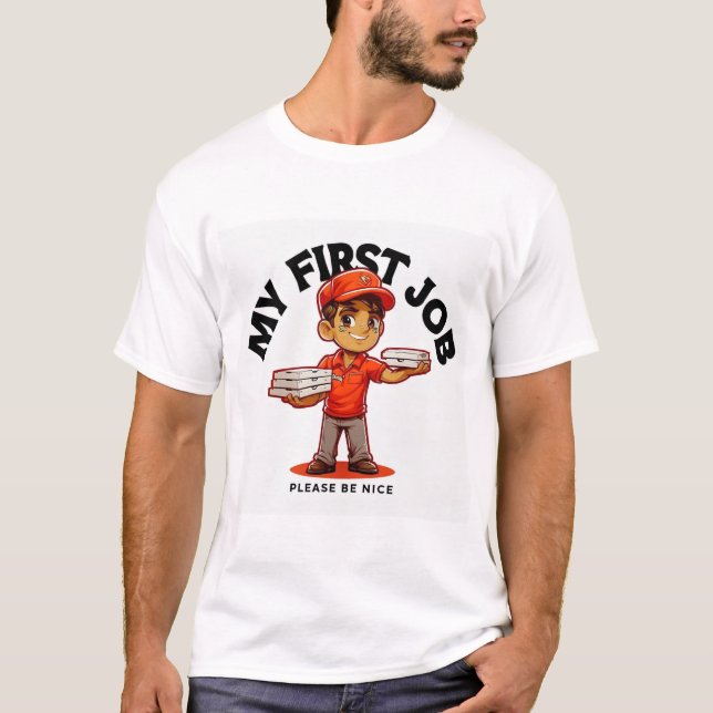 Mitt första jobb pizzaleverans t shirt (Framsida)