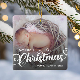 Mitt första julfoto Baby Julgransprydnad Keramik