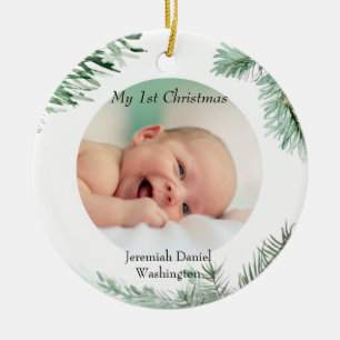 Mitt första julfoto Gräs Bough Julgransprydnad Keramik