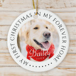 Mitt första julfoto hemma - Modern Pet Photo Julgransprydnad Keramik<br><div class="desc">Den här enkla och klassiska designen består av serif-typografi och lägger till ett anpassningsbar-foto. "Min första jul i mitt eviga hem" omger fotot på anpassningsbarna.</div>