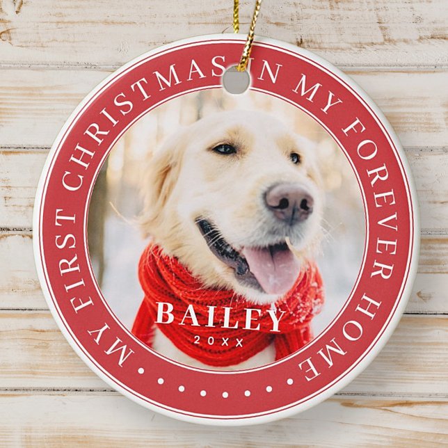 Mitt första julfoto hemma - Modern Pet Photo Julgransprydnad Keramik (Skapare uppladdad)