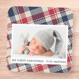 Mitt första julfoto i Modern Play Baby Fyrkantigt Klistermärke