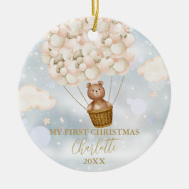 Mitt första julfoto Nalle Guld Balloons Photo Julgransprydnad Keramik