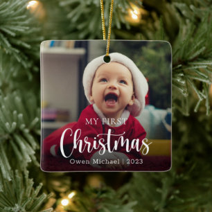 Mitt första julfoto Nyfödd bebis Julgransprydnad Keramik