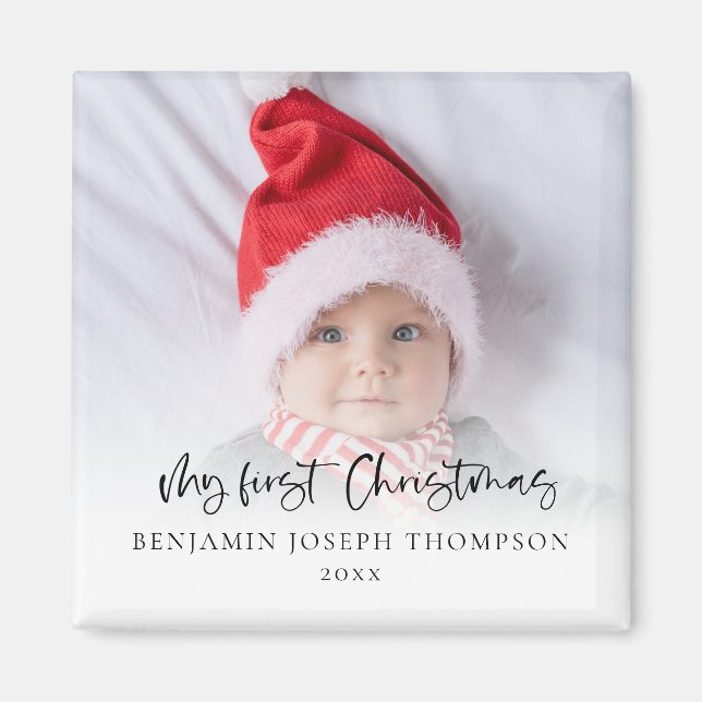 Mitt första julfotopatecken Baby Namn-året Magnet (Framsidan)