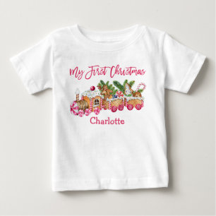 Mitt första julgingerbröd Tåg Rosa Candy T Shirt